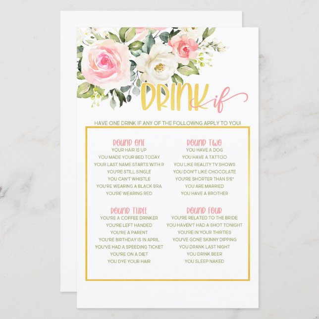 Drick om spel - Rosa Blommigt och Guld (Fram/baksida)