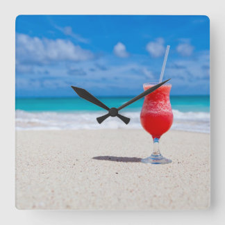Drick på Beach Fyrkantig Klocka