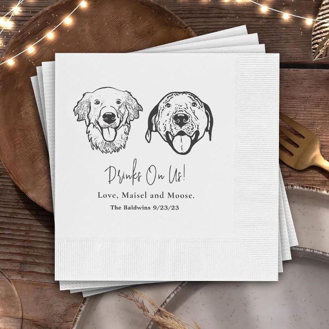 Drick på mig Hund Hand Teckning Bröllop Napkin Pappersservett (Skapare uppladdad)