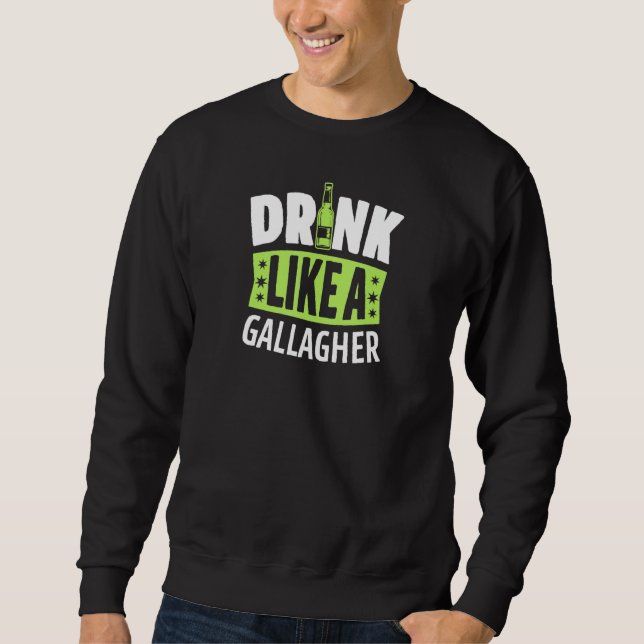 Drick som en gallagher Beer Pub-peppare... Lång Ärmad Tröja (Framsida)