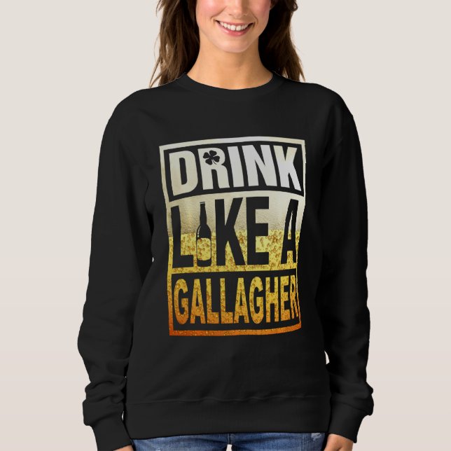 Drick som en gallaghers Grönt Irländska St patty T Shirt (Framsida)