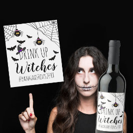 Drick Upp Häxor Halloween-fest sängvätning Vinflaska Etikett