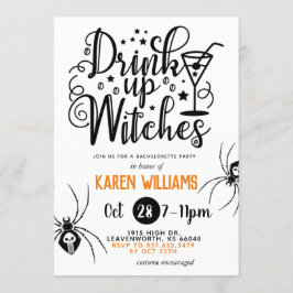 Drick Upp Häxor Halloween Sällskapsresa För Ogifta Inbjudningar