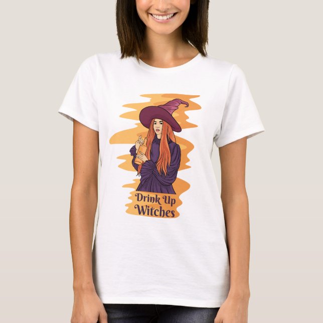 Drick Upp Häxor - Halloween T Shirt (Framsida)