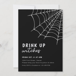 Drick Upp Häxor Svart Halloween-fest Invitation Inbjudningar