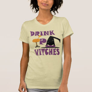 Drick upp häxor vin Funny Spooky Halloween Tee