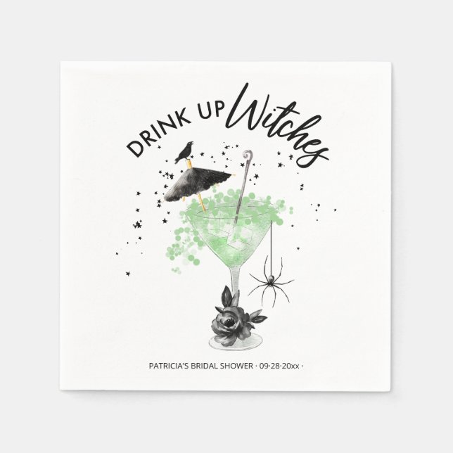 Drick upp Häxornas Cocktail Halloween Bröllopsfest Pappersservett (Framsidan)