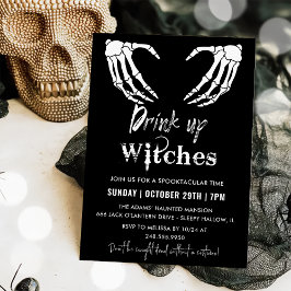 Drick upp vitcher Grått Halloween fest Inbjudningar