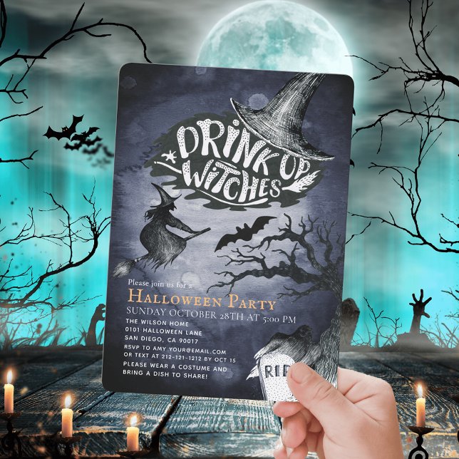 Drick upp vitsar Natten Himlar Halloween fest Inbjudningar (Skapare uppladdad)