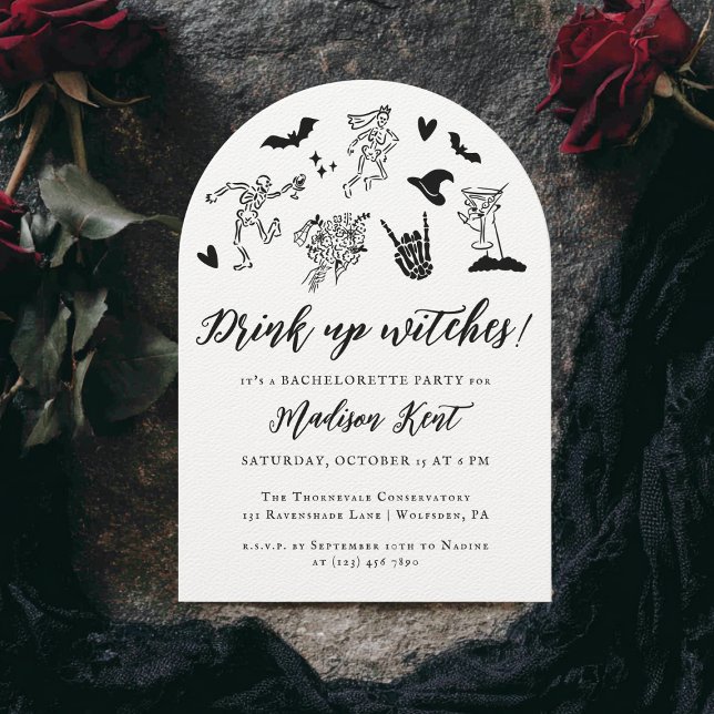 Drick upp vitsar! Spooky Whimsical Bachelorette Inbjudningar (Skapare uppladdad)