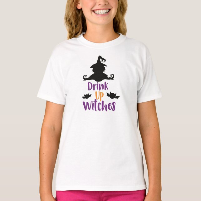 Drick upp vitsar, Witch, Fladdermöss, Halloween T Shirt (Framsida)