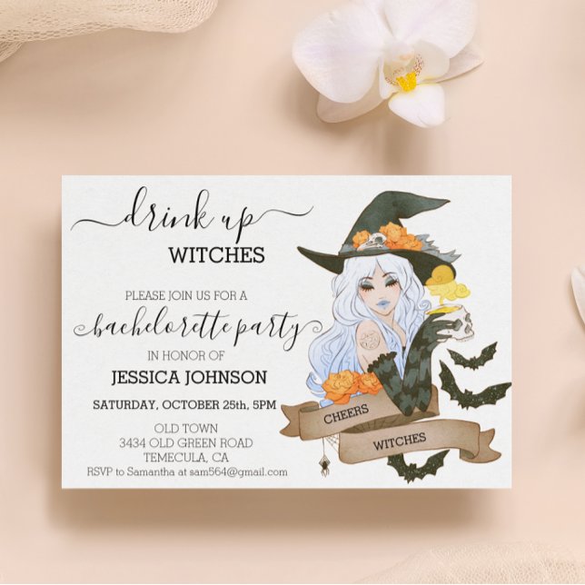 Drick upp Witches Bachelorette Party Halloween Inbjudningar (Skapare uppladdad)