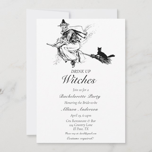 Drick upp Witches Bachelorette Party Inbjudningar (Framsida)