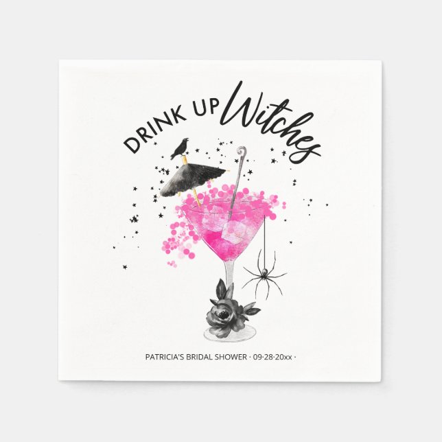 Drick upp Witches Cocktail Halloween-Möhippa Pappersservett (Framsidan)
