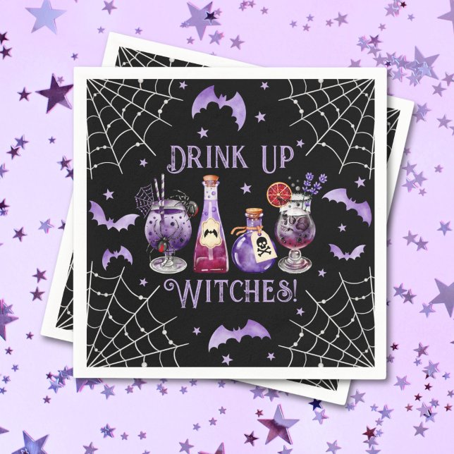 Drick upp Witches Cocktails och Costume Halloween Pappersservett (Drink Up Witches Cocktails and Costume Halloween Napkins)