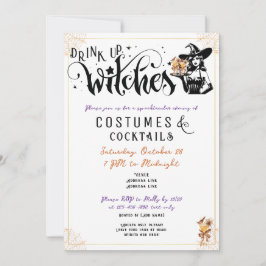 Drick upp Witches Costumes Cocktails Halloween Par Inbjudningar