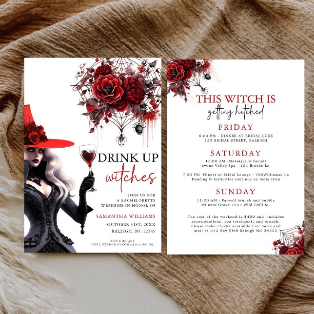Drick upp Witches Gothic Bachelorette Party Inbjudningar (Skapare uppladdad)