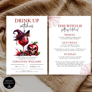 Drick upp Witches Gothic Bachelorette Party Inbjudningar