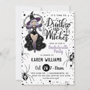 Drick upp Witches Halloween Bachelorette Party Inbjudningar