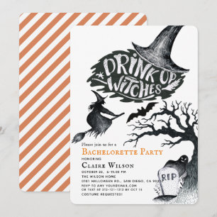 Drick upp Witches Halloween Bachelorette Party Inbjudningar