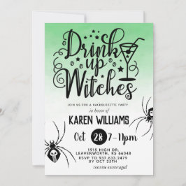 Drick upp Witches Halloween Bachelorette Party Inbjudningar