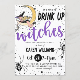 Drick upp Witches Halloween Bachelorette Party Inbjudningar