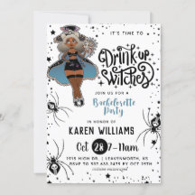 Drick upp Witches Halloween Bachelorette Party Inv