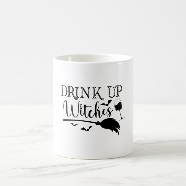 Drick upp Witches Halloween Funny Slogan Kaffemugg (Center)
