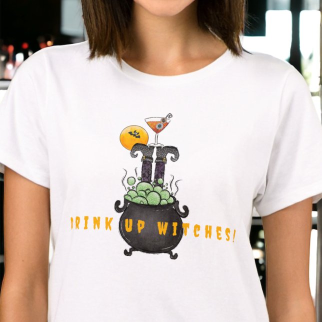Drick upp Witches Halloween Funny Spooky Cute T Shirt (Skapare uppladdad)