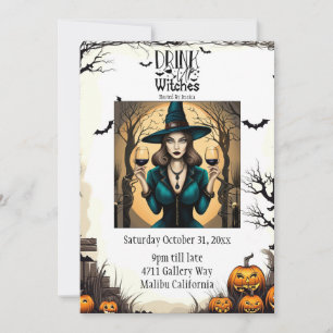 Drick upp Witches Halloween Inbjudningar
