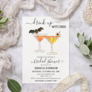 Drick upp Witches Möhippa Cocktail Halloween Inbjudningar