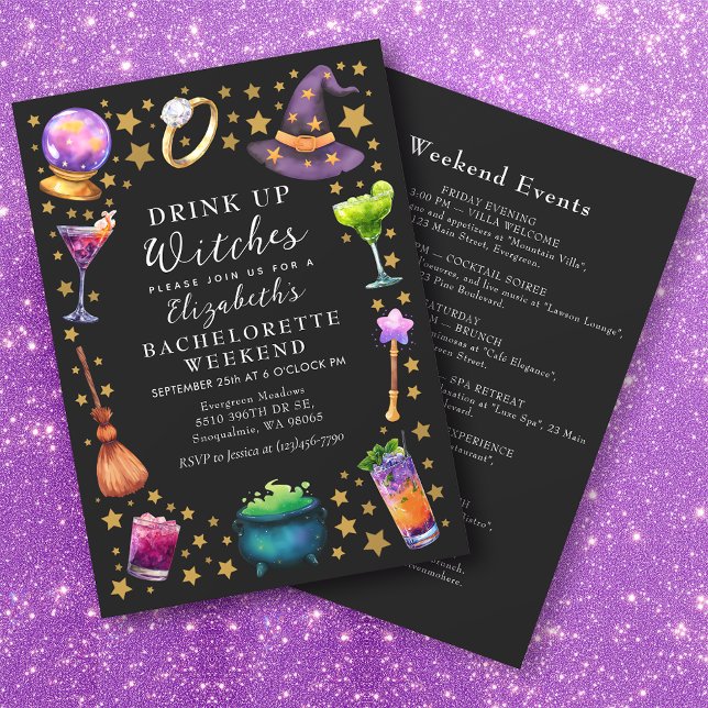 Drick upp Witches Spooky Bachelorette Helg Inbjudningar (Skapare uppladdad)