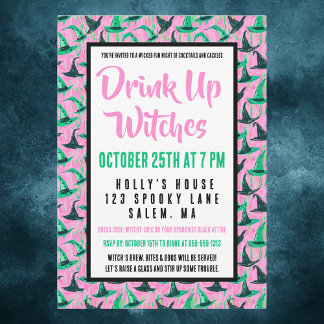 Drick upp Witches Wicked Girls's Natt Halloween Inbjudningar