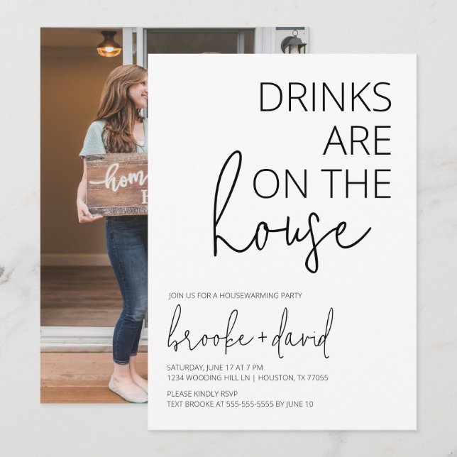 Drick vår inbjudan till uppvärmning av hus (Fram/baksida)