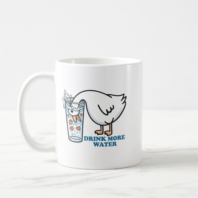 Drick Vatten Rolig Gås Söt Hydrering Påminnelse Kaffemugg (Vänster)
