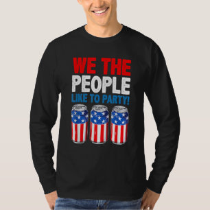 Drick Vi Folk Gillar Att Festa Öl USA Flagga 4t T Shirt