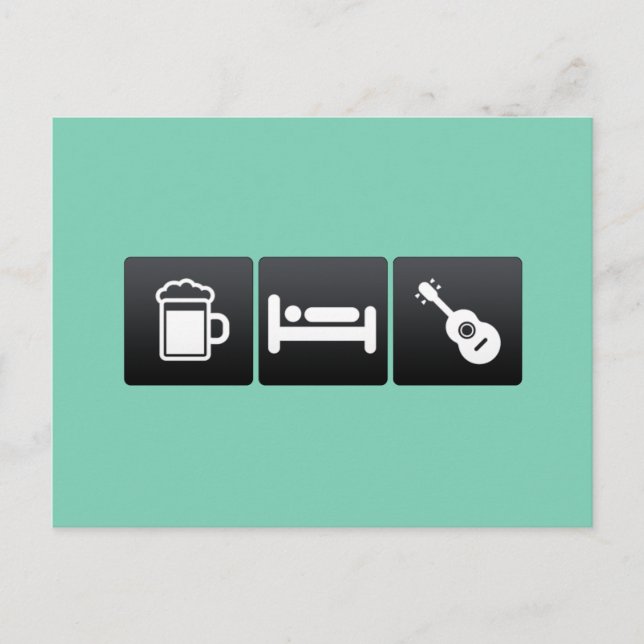 Drick, viloläge och Ukuleles Vykort (Framsida)