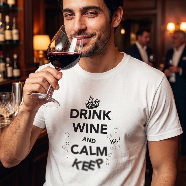 Drick vin och håll dig lugn t-shirt (Skapare uppladdad)