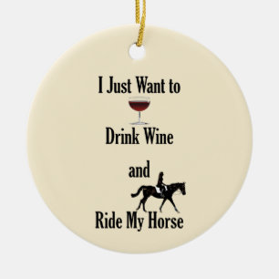 Drick Vin och Ride My Horse Julgransprydnad Keramik