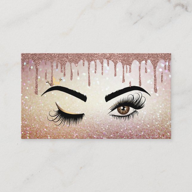 Dricka Guld Makeup-artist Wink Öga Lash Visitkort (Framsida)