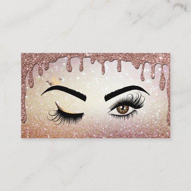 Dricka Guld Makeup-artist Wink Öga Lash Visitkort (Framsida)