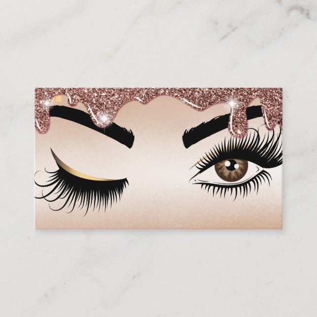 Dricka Guld Makeup-artist Wink Öga Lash Visitkort (Framsida)