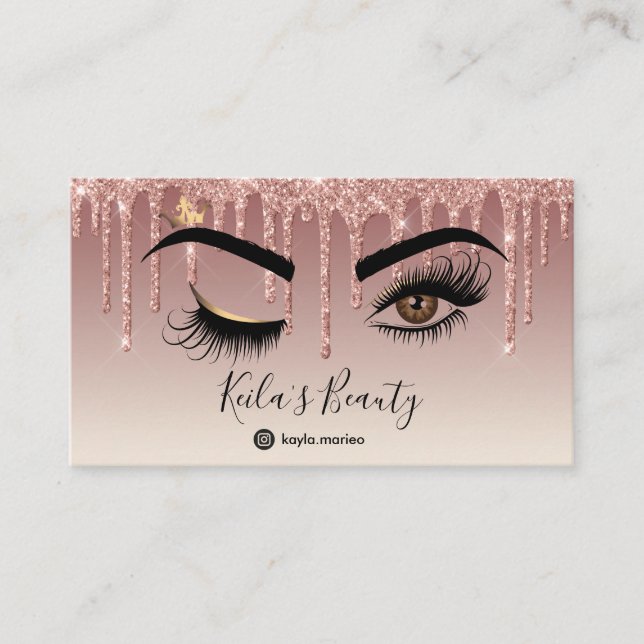 Dricka Guld Makeup-artist Wink Öga Lash Visitkort (Framsida)