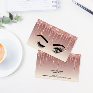 Dricka Guld Makeup-artist Wink Öga Lash Visitkort