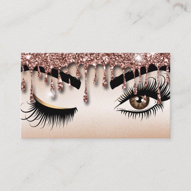 Dricka Guld Makeup-artist Wink Öga Lash Visitkort (Framsida)