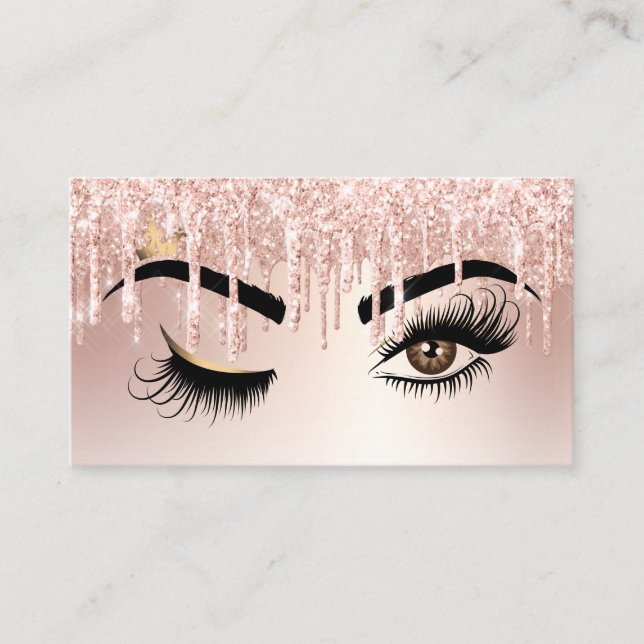 Dricka Guld Makeup-artist Wink Öga Lash Visitkort (Framsida)