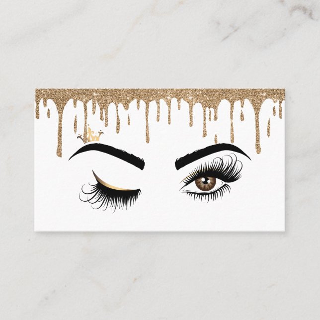 Dricka Guld Makeup-artist Wink Öga Lash Visitkort (Framsida)