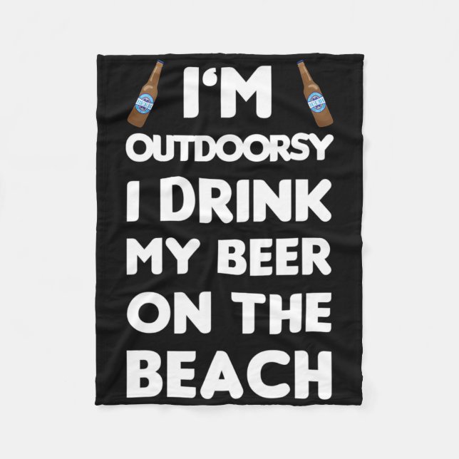 Dricka Öl Utomhus På Strand Roligt Alkohol Drickan Fleecefilt (Framsidan)