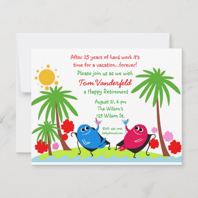 Dricka på inbjudan för strandpensionparty (Framsida)