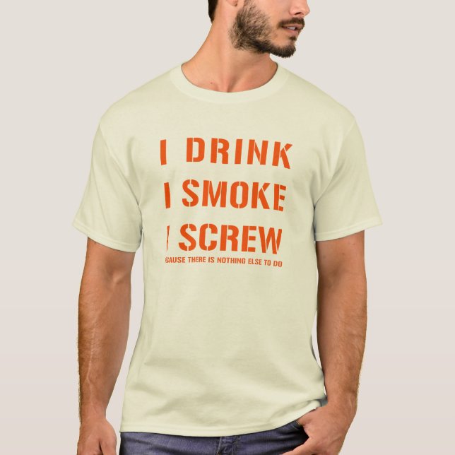 Dricka röker & skruvar t-shirt (Framsida)